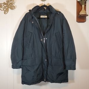 Vintage Eddie Bauer Goose Down Puffer Coat Jacket Winter Hood Green Medium